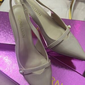 Women's Cream Slingback Heels